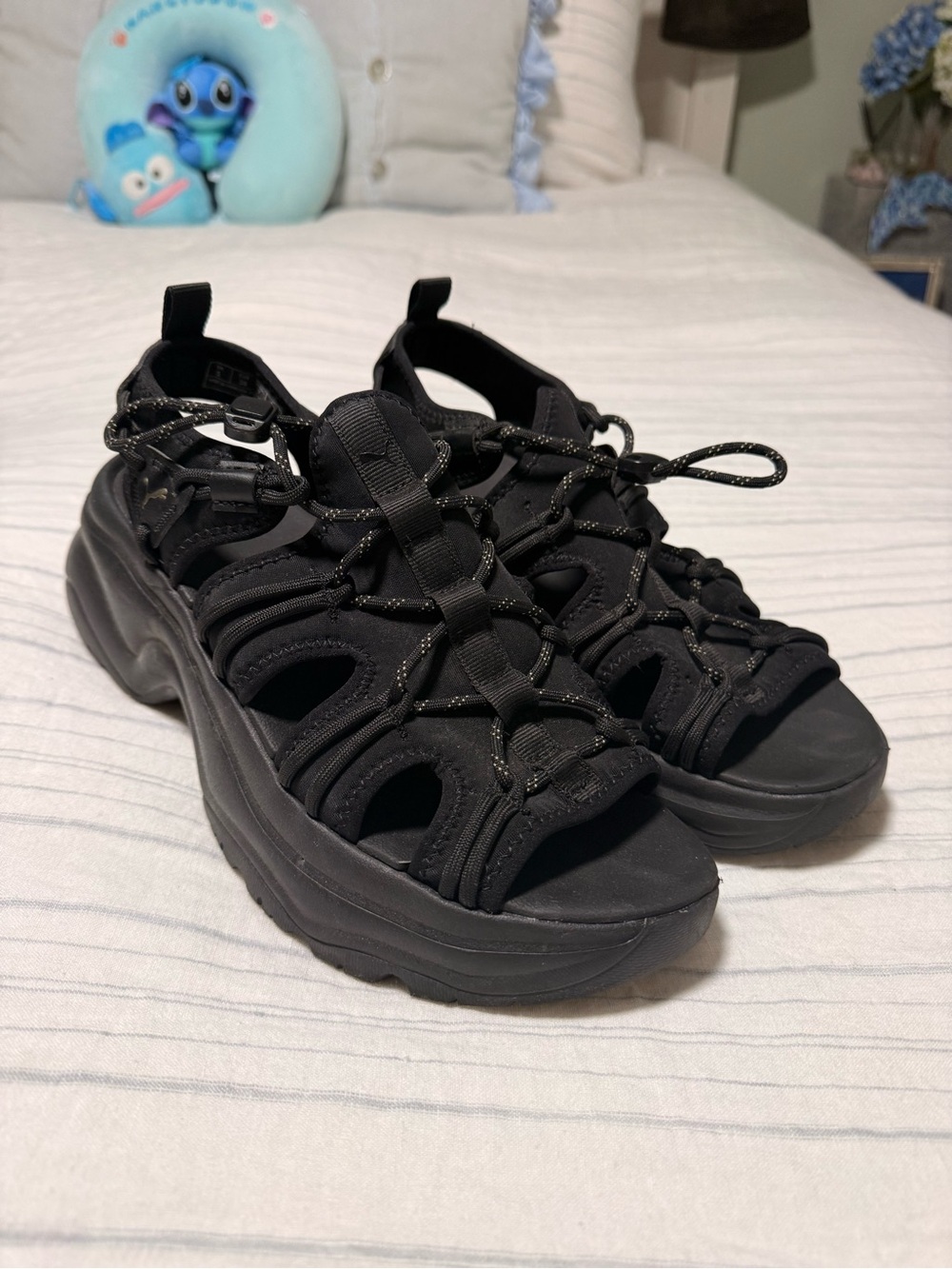 Puma Women's Black Sport Sandal with Rope Lacing